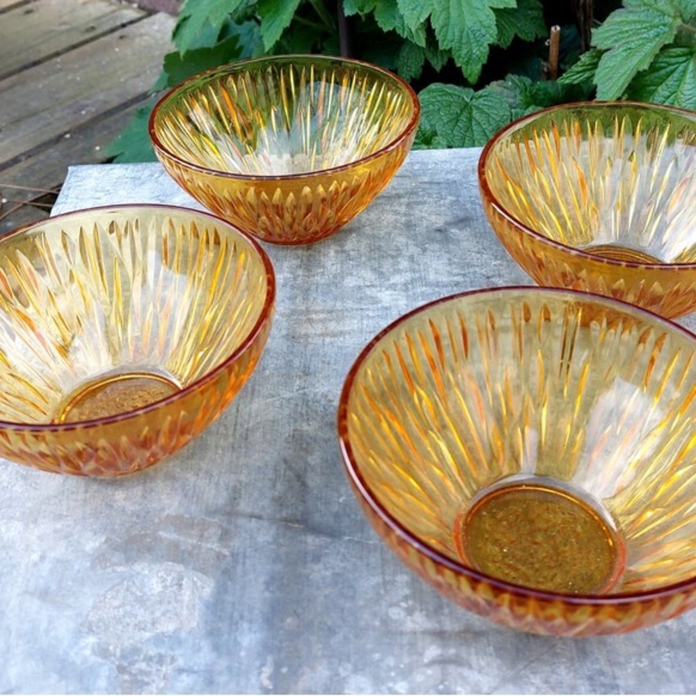 4 amber bowls FRANCE - Vintage 60s